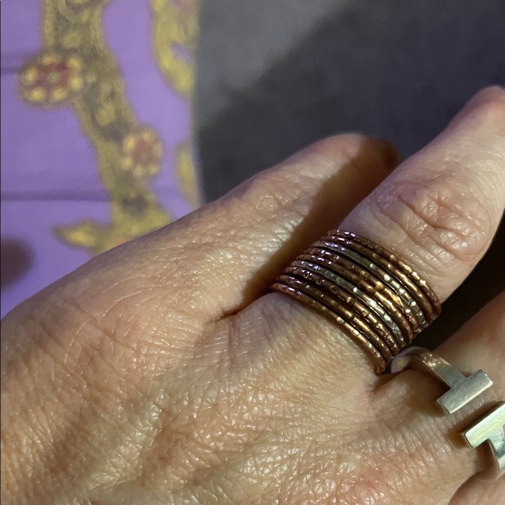 Elegant Gold bronze and silver Stacking Ring